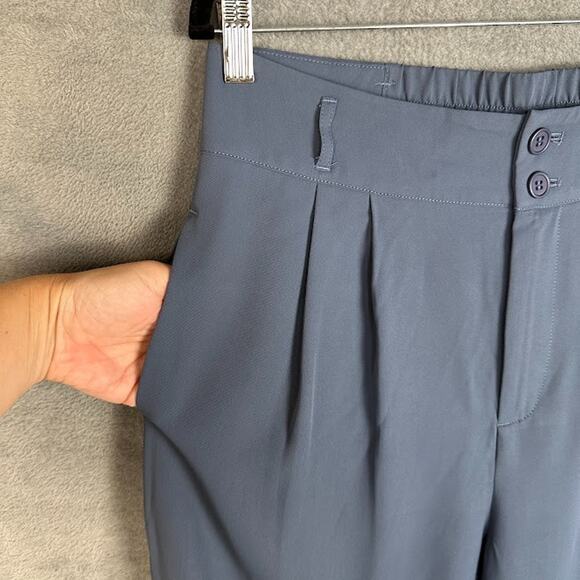 Halara Pants Womens Large Blue Pleated Wide Leg Flowy Career Comfort Preppy - Picture 4 of 13